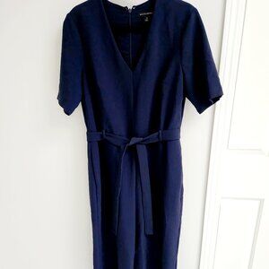 Banana Republic Jumpsuit Navy Blue V-Neck w/Belt Size 12 Wide Leg